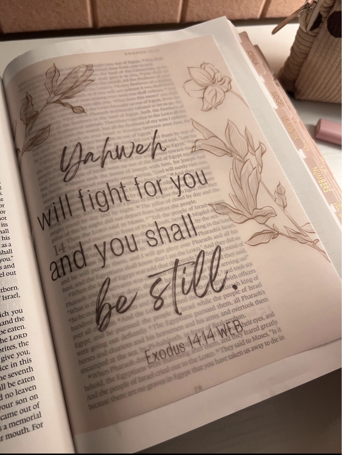 Exodus 14:14 Bible Tip-In | Be Still Scripture Vellum | Journaling Insert | 5x7, 6x8