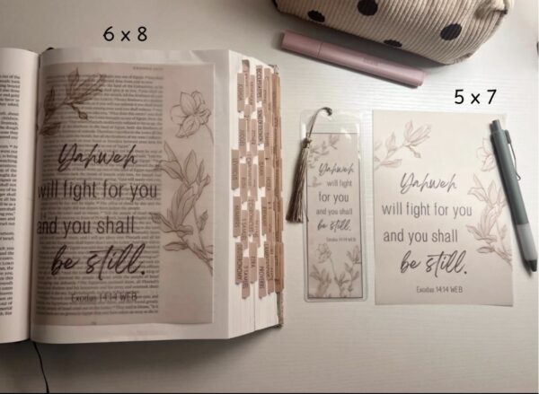 Exodus 14:14 Bible Tip-In | Be Still Scripture Vellum | Journaling Insert | 5x7, 6x8 - Image 3