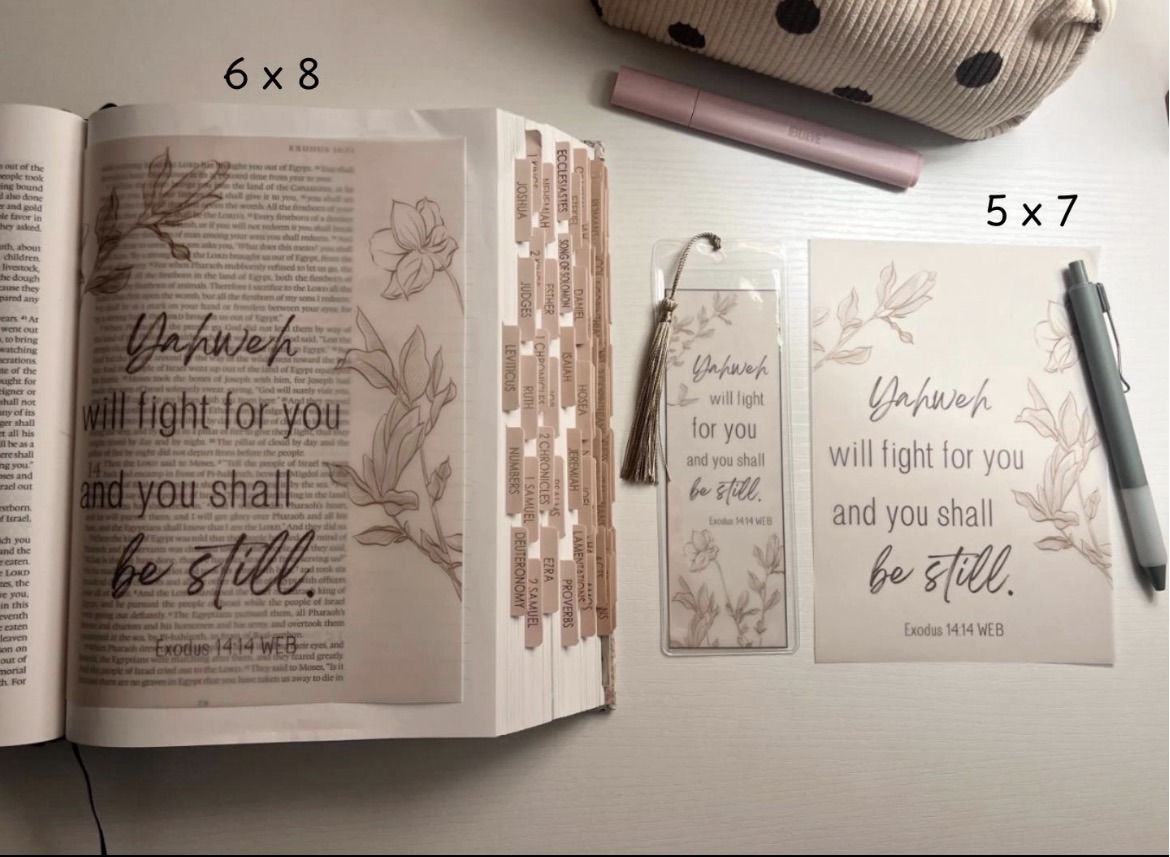Exodus 14:14 Bible Tip-In | Be Still Scripture Vellum | Journaling Insert | 5x7, 6x8 - Image 3