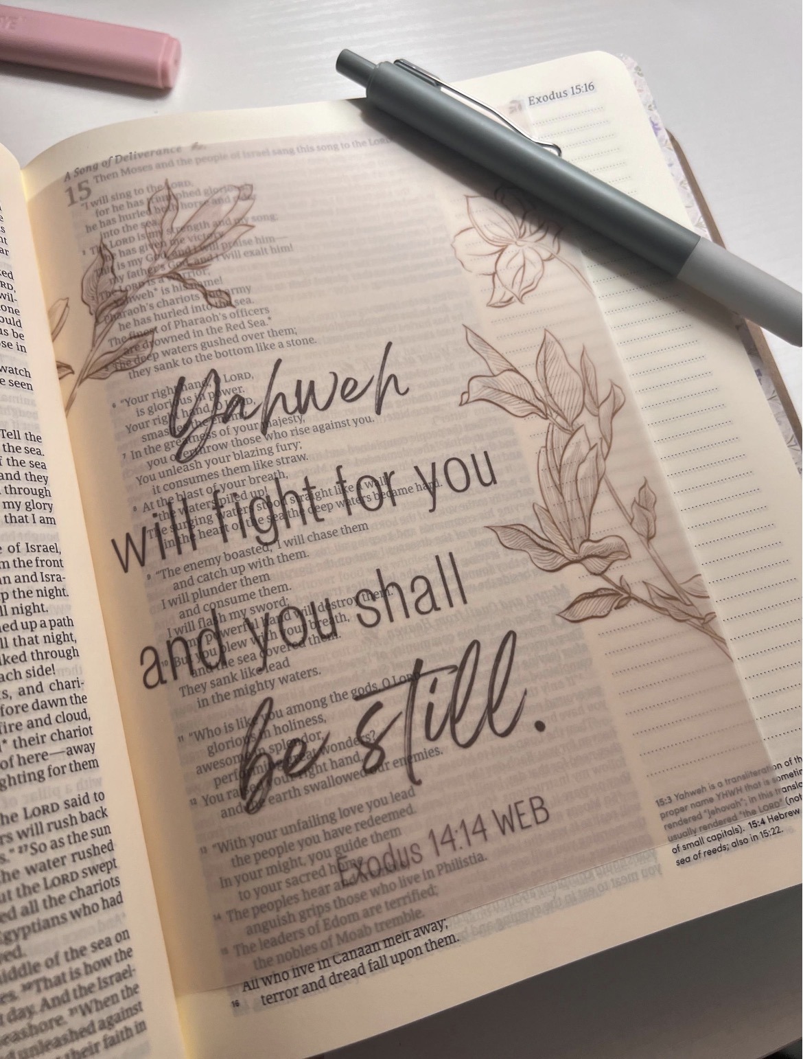 Exodus 14:14 Bible Tip-In | Be Still Scripture Vellum | Journaling Insert | 5x7, 6x8 - Image 8