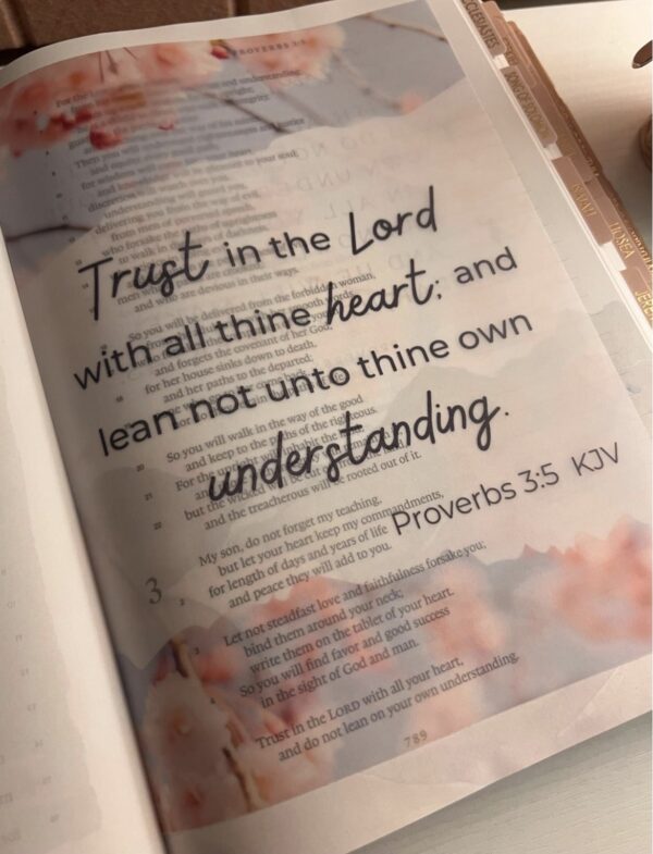 Proverbs 3:5 Bible Tip-In | Trust in the Lord | Bible Journaling Insert | 5x7, 6x8