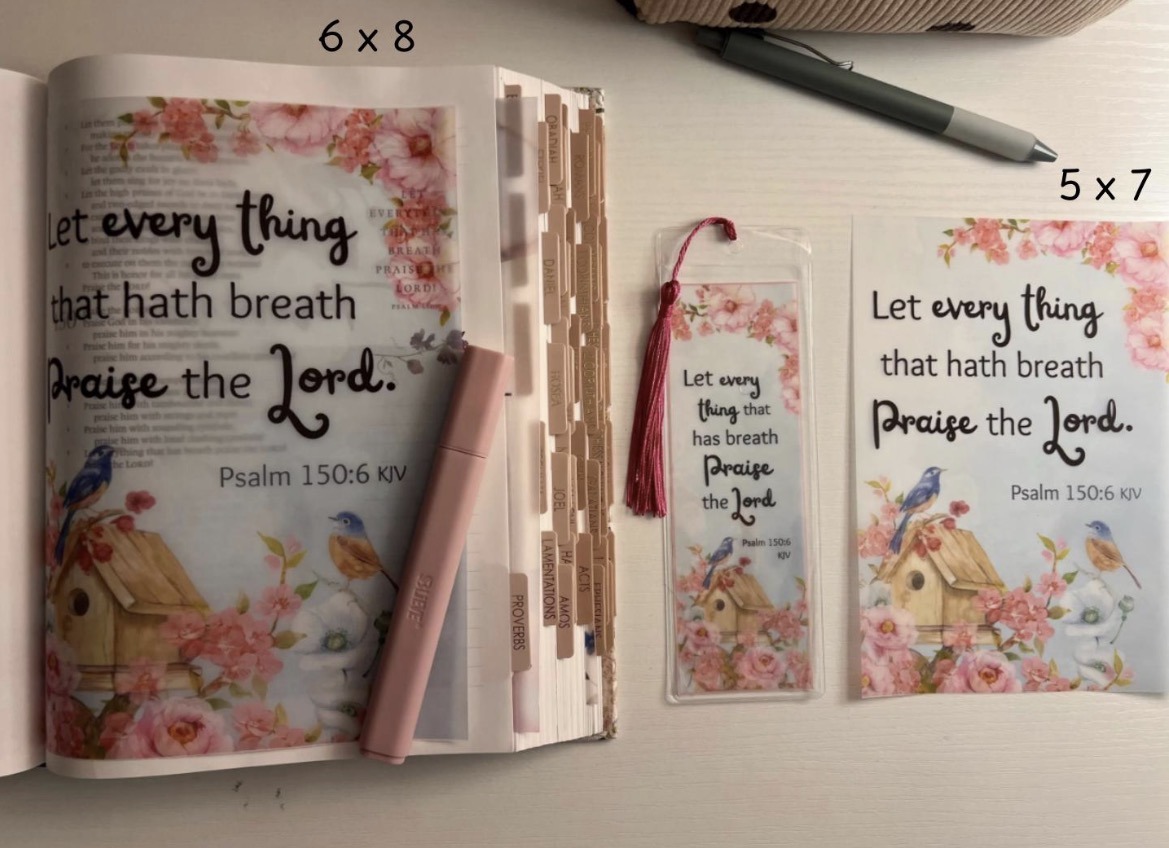 Psalm 150:6 Bible Tip-In | Praise the Lord | Floral Bible Journaling Insert | 5x7, 6x8 - Image 2