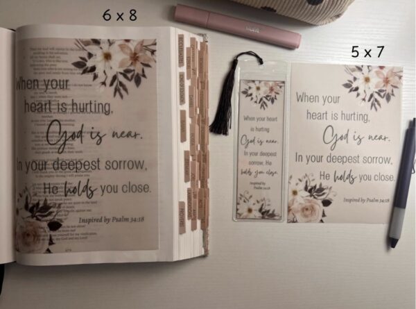Psalm 34:18 Inspired Bible Tip-In | God Is Near | Bible Journaling Insert | 5x7, 6x8 - Image 7