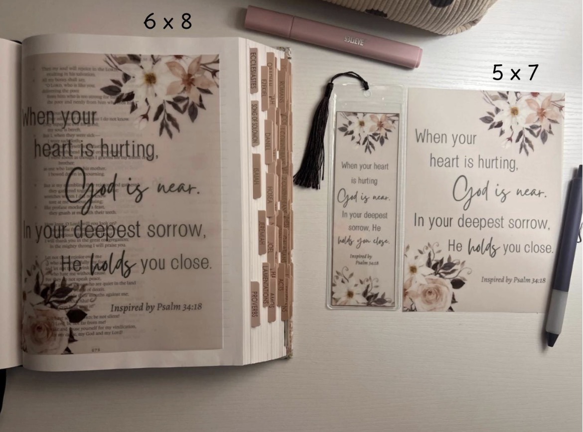 Psalm 34:18 Inspired Bible Tip-In | God Is Near | Bible Journaling Insert | 5x7, 6x8 - Image 7