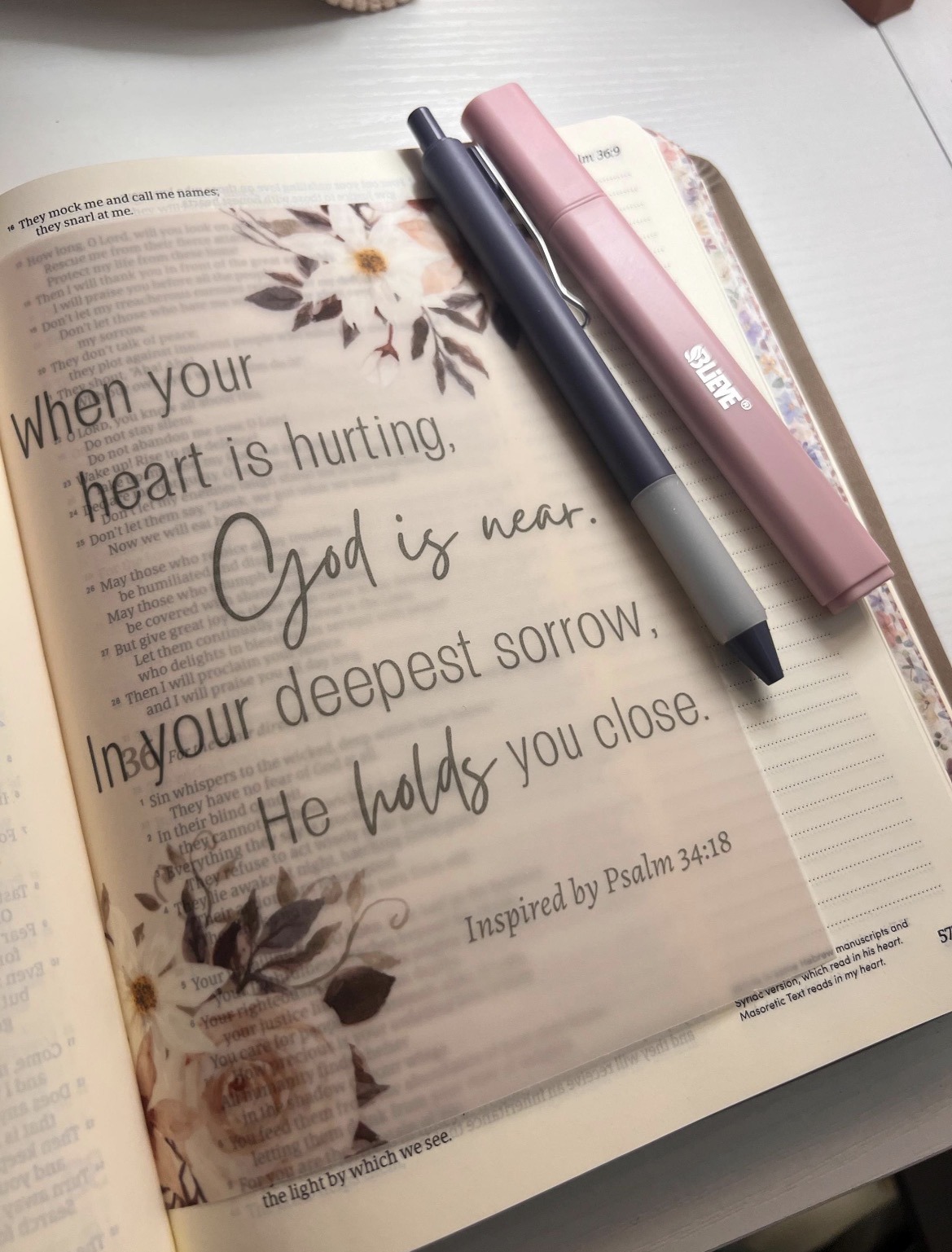 Psalm 34:18 Inspired Bible Tip-In | God Is Near | Bible Journaling Insert | 5x7, 6x8 - Image 6