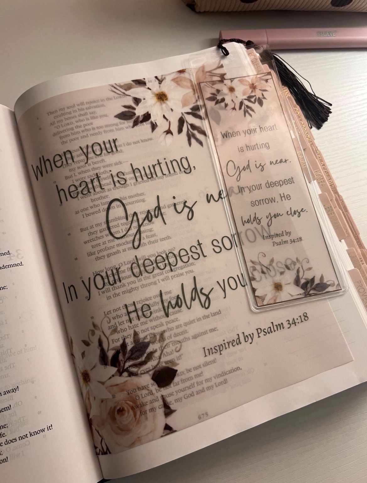 Psalm 34:18 Inspired Bible Tip-In | God Is Near | Bible Journaling Insert | 5x7, 6x8 - Image 4