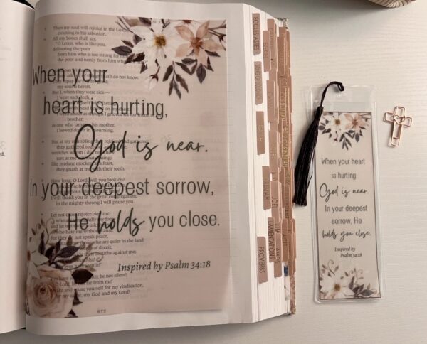Psalm 34:18 Inspired Bible Tip-In | God Is Near | Bible Journaling Insert | 5x7, 6x8 - Image 8