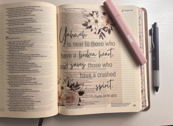Psalm 34:18 Bible Tip-In | Near to the Brokenhearted | Bible Journaling Insert | 5x7, 6x8 - Image 4