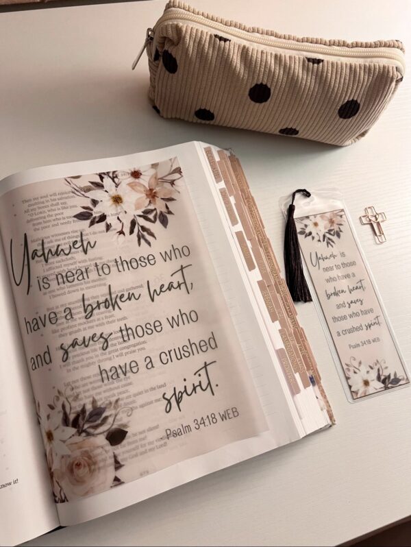 Psalm 34:18 Bible Tip-In | Near to the Brokenhearted | Bible Journaling Insert | 5x7, 6x8 - Image 3
