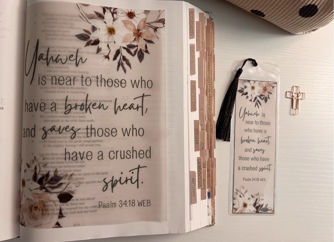 Psalm 34:18 Bible Tip-In | Near to the Brokenhearted | Bible Journaling Insert | 5x7, 6x8 - Image 2