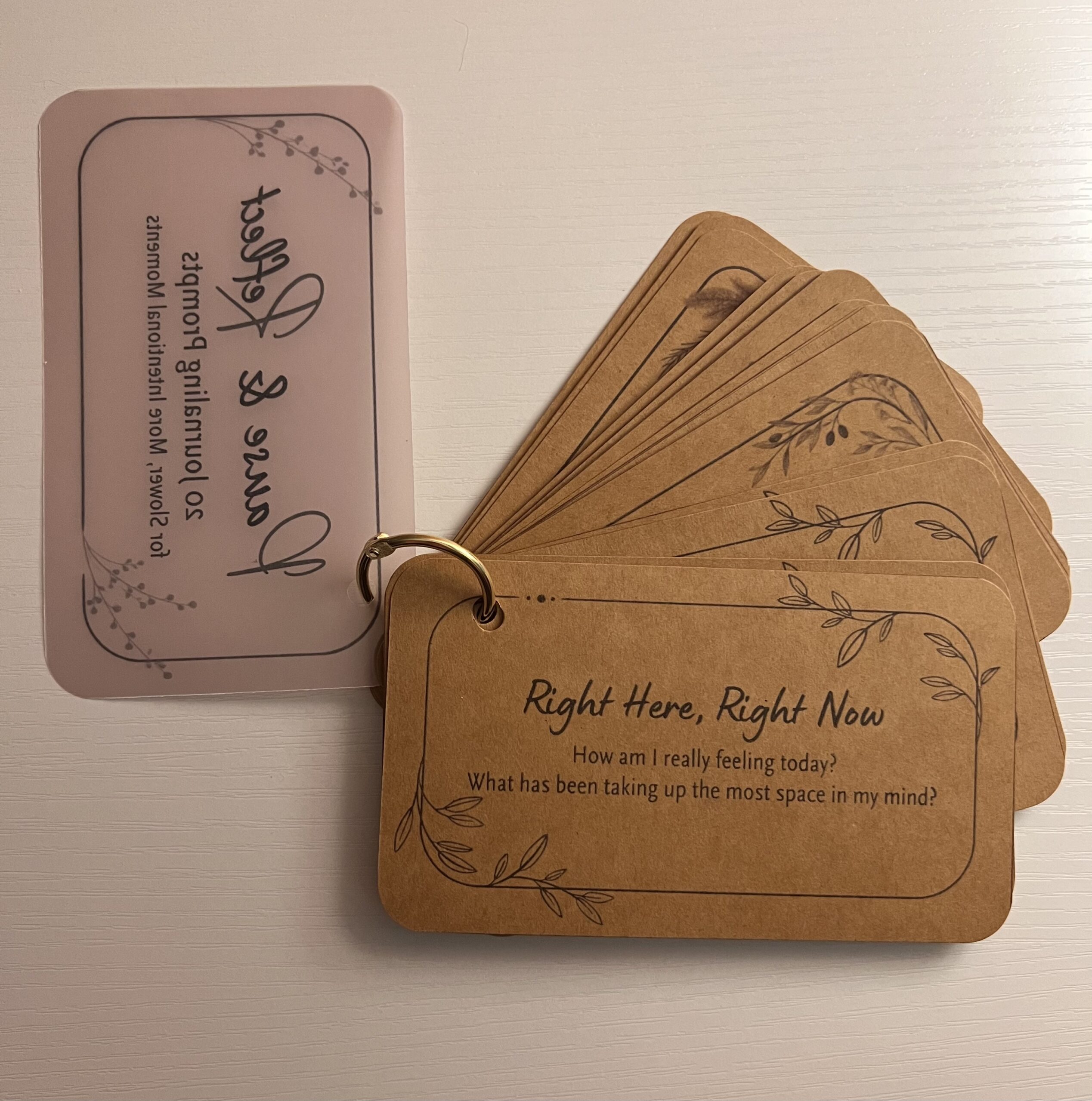 Pause & Reflect Journaling Prompt Cards | 20 Kraft Reflection Cards, Mindfulness Journal Gift - Image 3