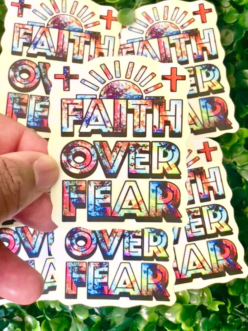 Faith Over Fear Christian Sticker | Inspirational Faith Sticker | Religious Encouragement Gift - Image 3