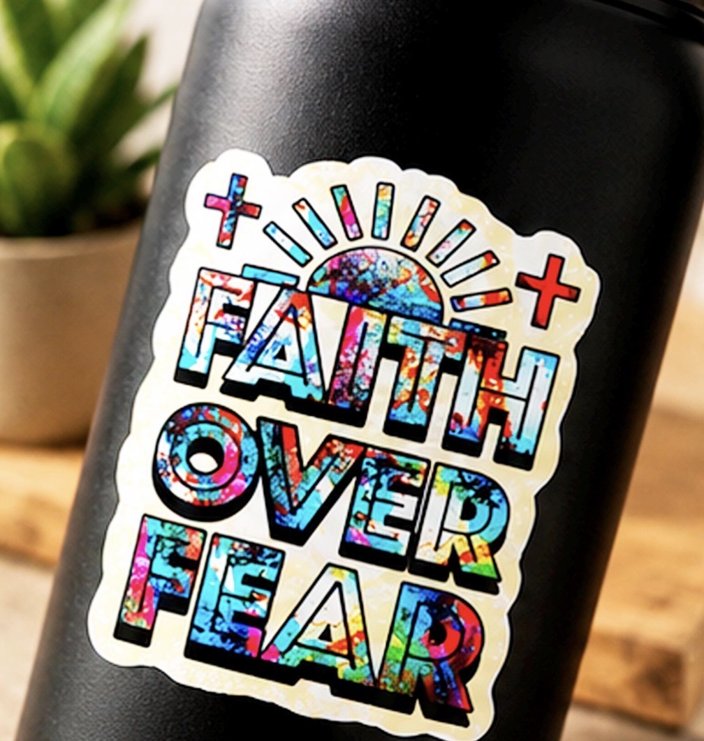 Faith Over Fear Christian Sticker | Inspirational Faith Sticker | Religious Encouragement Gift - Image 2