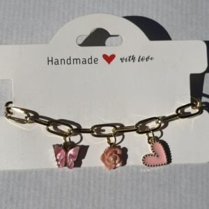 Pink Butterfly Charm Bracelet