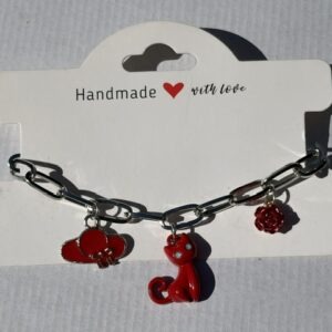 Red Classy Cat Charm Bracelet