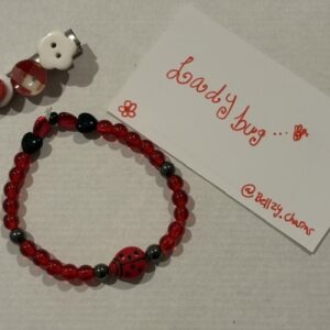 Lady Bug Bracelet & Button Hair Clip Set
