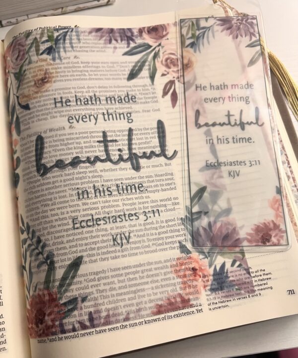 Ecclesiastes 3:11 Floral Bible Tip-In | Vellum Journaling Insert | 5x7, 6x8 - Image 4