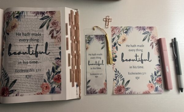 Ecclesiastes 3:11 Floral Bible Tip-In | Vellum Journaling Insert | 5x7, 6x8 - Image 2