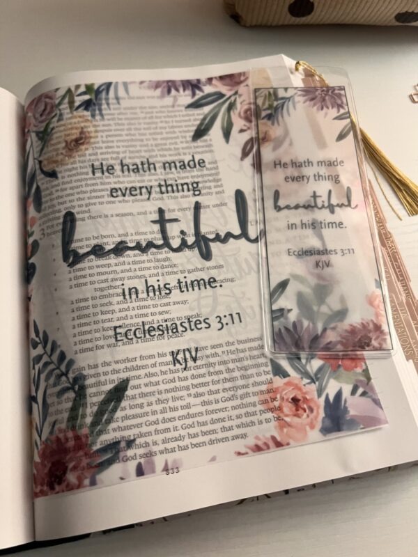 Ecclesiastes 3:11 Floral Bible Tip-In | Vellum Journaling Insert | 5x7, 6x8 - Image 6