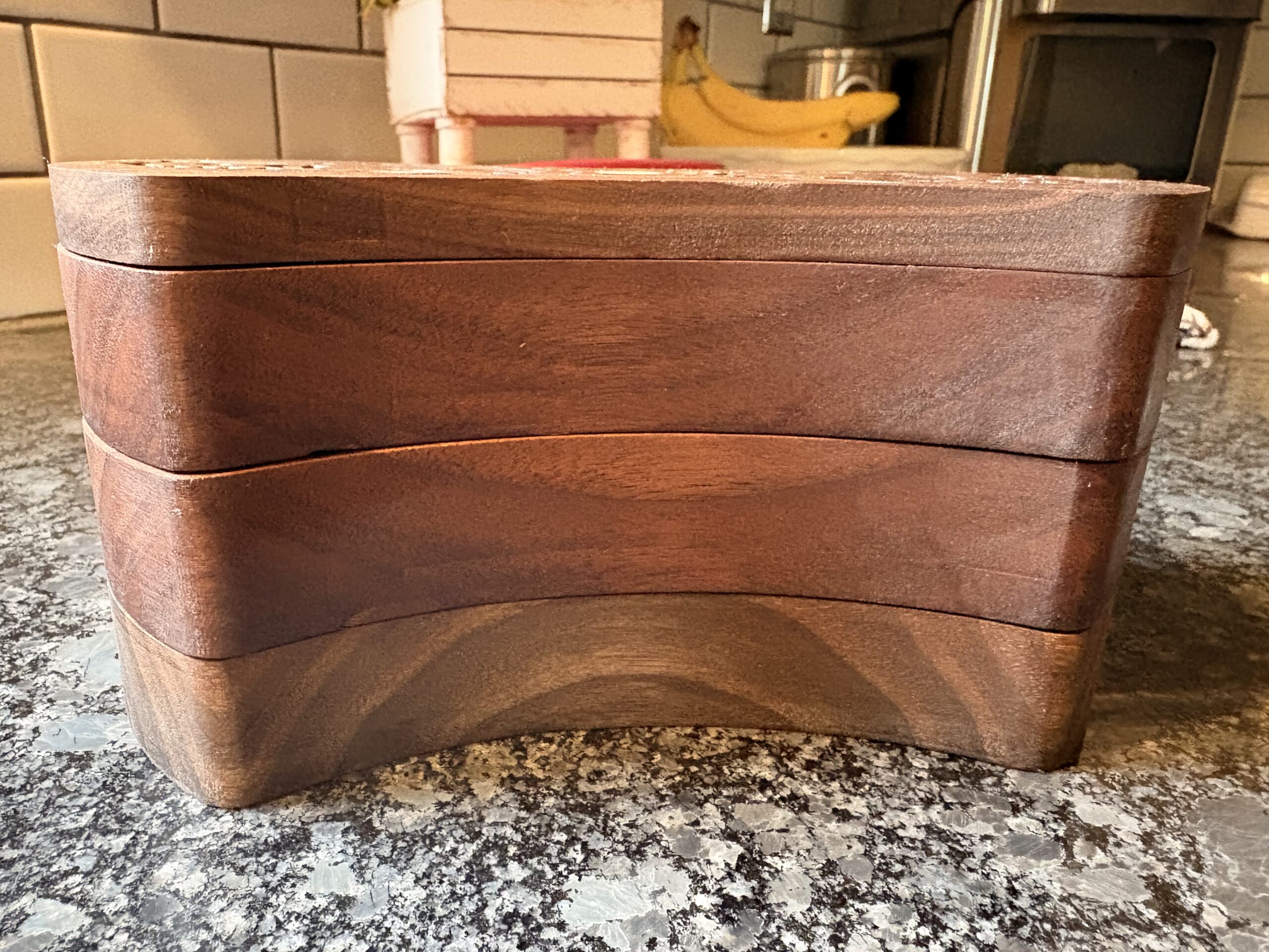 Handcrafted Walnut Jewelry Box – Layered Wooden Jewelry Organizer with Carved Floral Design - Image 6