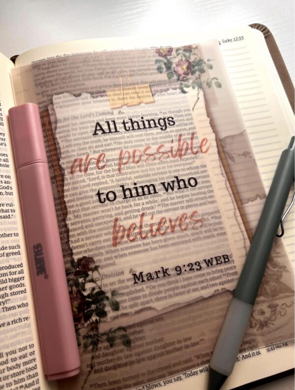 Mark 9:23 Bible Tip-In | All Things Are Possible Vellum | Journaling Insert | 5x7, 6x8 - Image 9