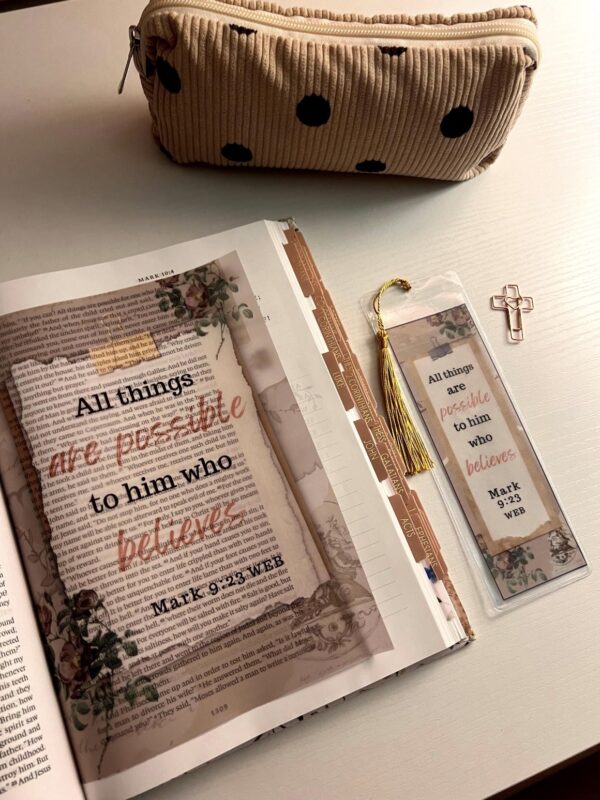 Mark 9:23 Bible Tip-In | All Things Are Possible Vellum | Journaling Insert | 5x7, 6x8 - Image 8