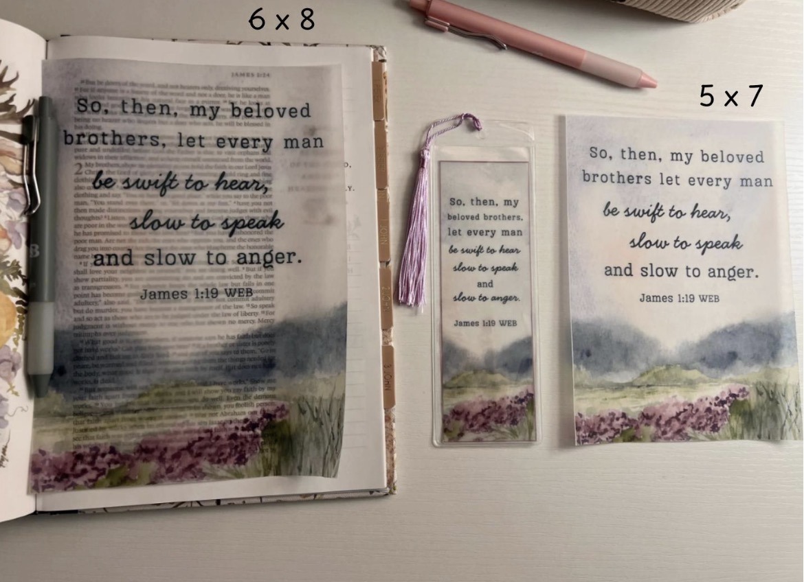 James 1:19 Bible Tip-In | Be Slow to Speak | Bible Journaling Insert | 5x7, 6x8 - Image 2