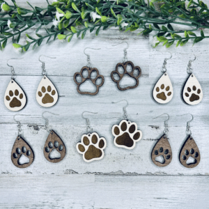 Wooden Paw Print Earrings