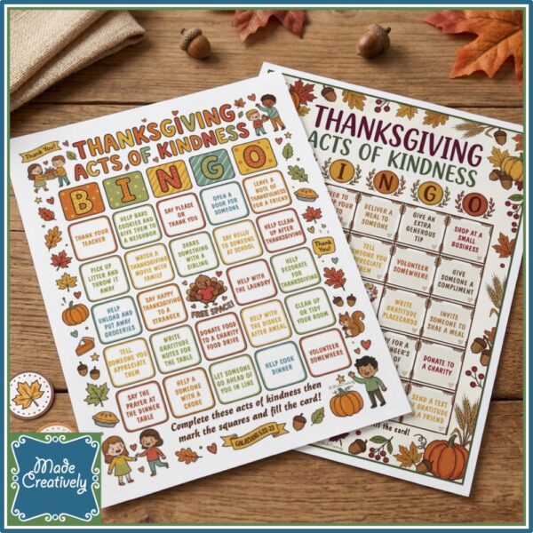 Acts of Kindness Bingo - Thanksgiving