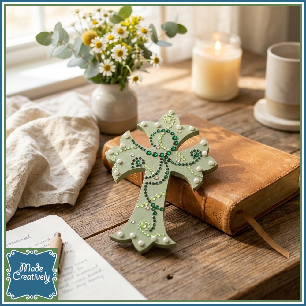 Wooden Cross with Rhinestones - Image 3