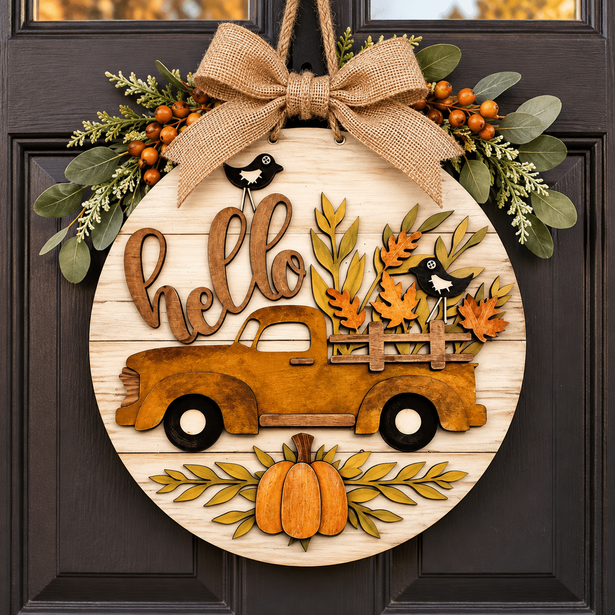 Hello Fall Truck Door Hanger