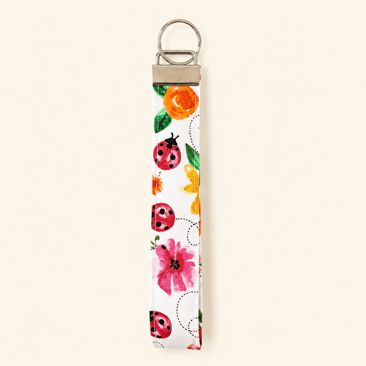 Pink Ladybug Wristlet Keychain