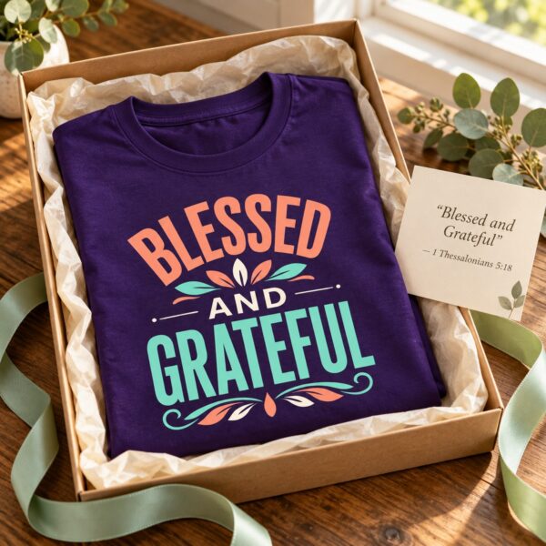Blessed and Grateful Christian T-Shirt | 1 Thessalonians 5:18 Thankful Tee | Faith Shirt for Women & Men - Image 9