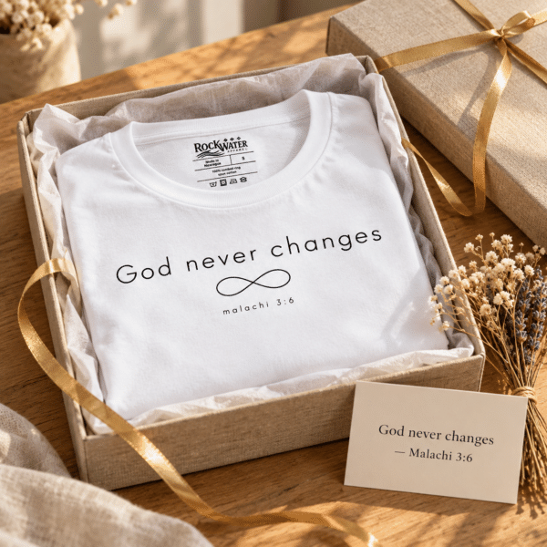 God Never Changes Christian T-Shirt | Malachi 3:6 Faith Tee | Minimalist Bible Verse Shirt for Women & Men - Image 9