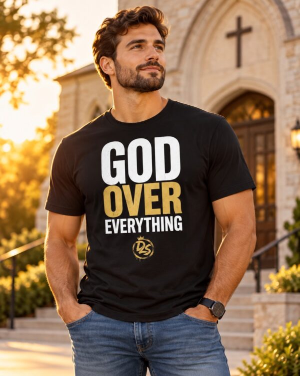 God Over Everything Christian T-Shirt | Colossians 1:17 Faith Tee | Christian Men's & Women's Shirt - Image 2