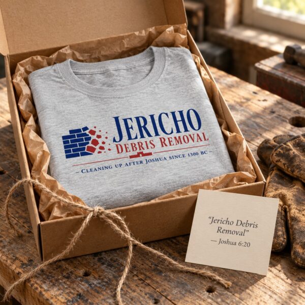 Jericho Debris Removal Funny Christian T-Shirt | Joshua 6:20 Bible Humor Tee | Christian Dad Shirt - Image 9