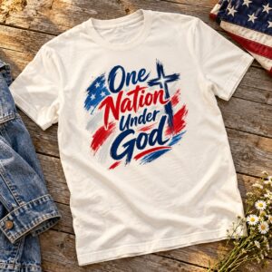 One Nation Under God Christian T-Shirt | Psalm 33:12 Patriotic Faith Tee | 4th of July Shirt for Women & Men