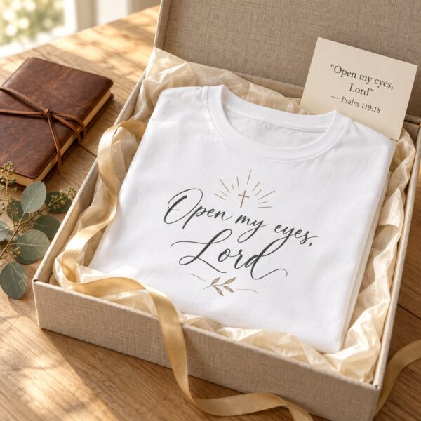 Open My Eyes, Lord Christian T-Shirt | Psalm 119:18 Prayer Tee | Bible Study Shirt for Women - Image 10