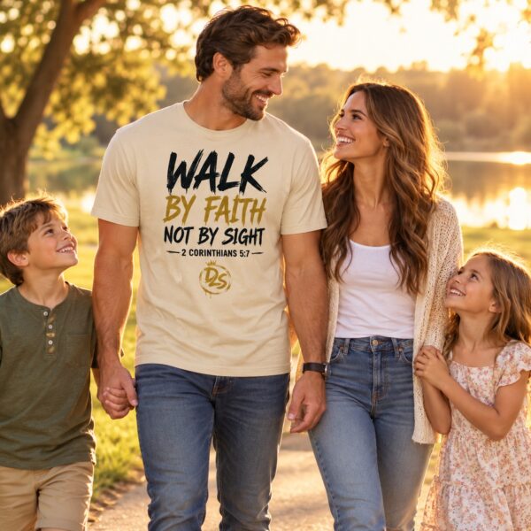 Walk By Faith Christian T-Shirt | 2 Corinthians 5:7 Faith Tee | Christian Men's & Women's Shirt - Image 7